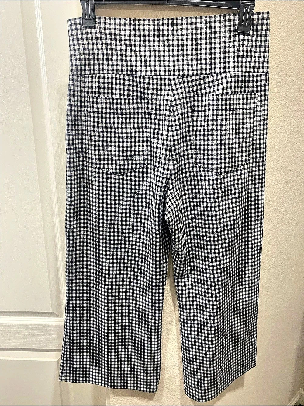cabi Bombshell Crop Gingham Wide Leg Pants and tank set Black & White Large